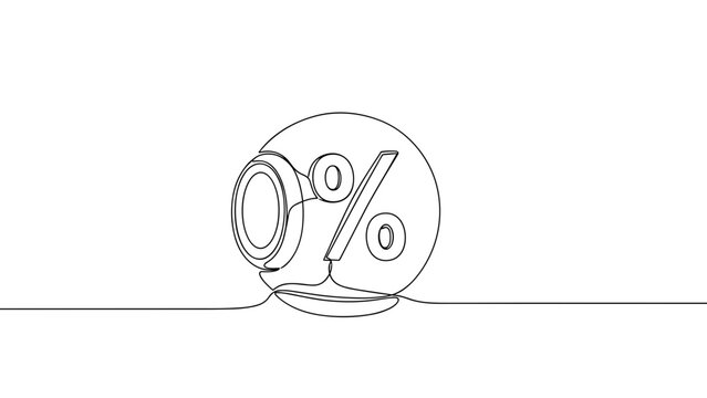 Simple line drawing of a percentage symbol in a circular shape  