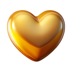 Shiny 3d gold heart isolated on white background as a glossy romantic symbol for Valentine day holiday illustration and luxury gift concept