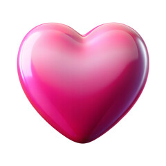 Shiny 3D pink glass heart illustration isolated on white background as a romantic symbol of love and passion for Valentine's Day