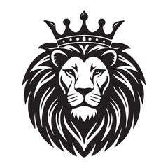 Obraz premium lion luxury logo icon template, elegant lion logo design illustration, lion head with crown logo, lion elegant symbol.