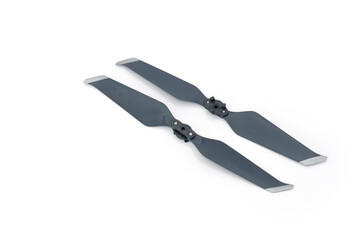 Two Drone Propeller Blades Isolated on White Background