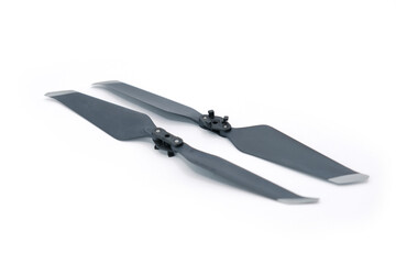 Two Drone Propeller Blades Isolated on White Background