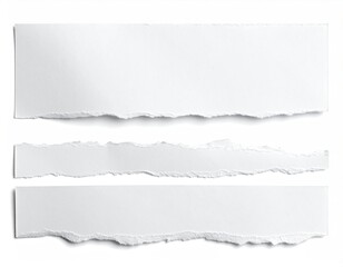 Fototapeta premium Torn white paper strips, rough edges, isolated