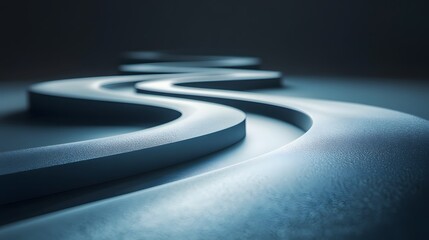 3d illustration of a winding blue abstract wave pattern design featuring a light switch on a curved highway road path with motion lines