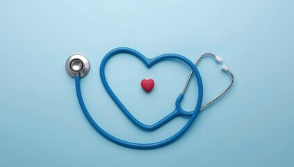 Fototapeta premium Minimal medical background featuring heart shaped stethoscope representing trust healthcare and heart health