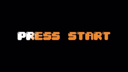 PRESS START 8 Bit Pixel Art Animation, Vintage Arcade Game Title Screen Text Flashing Loop on Black Background 4k video animation seamless loop - Powered by Adobe