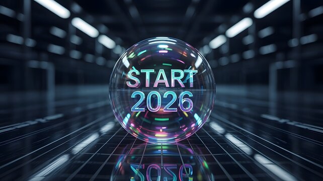 Happy new year 2026, Finger about to twist the start button 2026 with the text 2026 and start on twist button. Concept of planning, start, career path, business strategy, opportunity and change