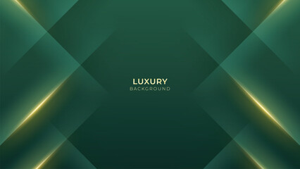 Abstract Luxury Green Background with Elegant Shiny Golden Lines, Geometric Layers, and Premium Modern Design