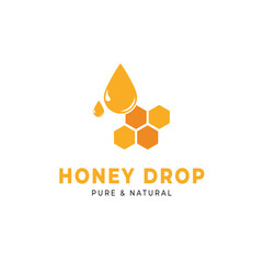 honey bee drop logo design concept idea with hexagon