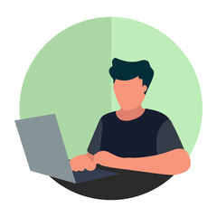 Illustration of a Person Using a Computer