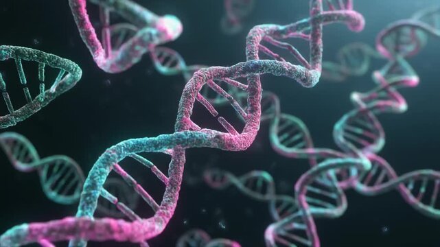 Dynamic DNA Strands Genetic Research and Biotechnology Concept.