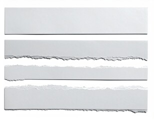 Torn white paper strips. Texture varies. Isolated
