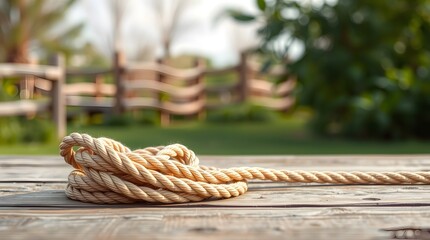 coiled rope on wooden surface symbolizing financial control and stability