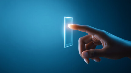 futuristic touch interface, digital user interaction, virtual button press
