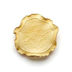 Naklejka premium Dried Ginger Slice Isolated on White Background - A Wholesome Ingredient for Culinary Use