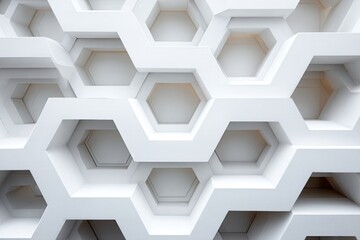 Abstract Geometric White Hexagon Pattern Design