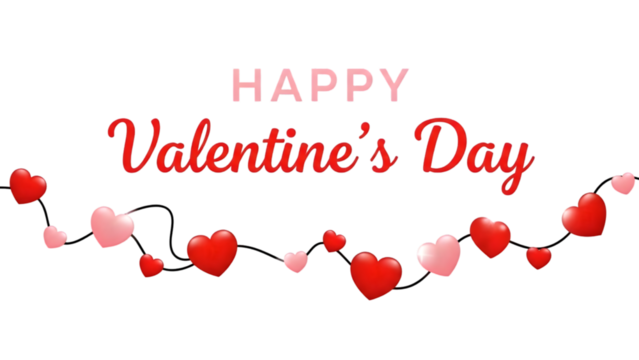 Valentine s day greeting with red and pink hearts on black background - Powered by Adobe