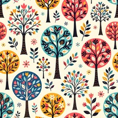 Whimsical Trees &ndash; Bed Sheet Pattern Illustration
