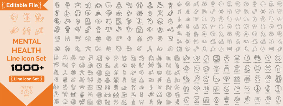 Set of 1000 Medical and Healthcare Big line icons in line style. Medicine, check up, doctor, dentistry, pharmacy, lab, scientific discovery, collection. Vector illustration. big set