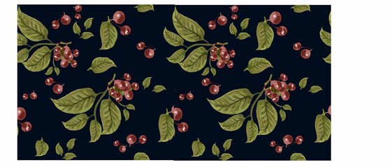 Seamless pattern with red berry