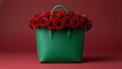 A vibrant gift bouquet of red tulips and colorful spring flowers with green leaves arranged in a decorative pot for a nature inspired blossom display