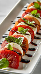 Caprese Salad with Fresh Mozzarella, Tomatoes, Basil and Balsamic Drizzle