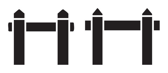 Simple black picket fence icon illustration representing a boundary, security, or property division in a clean, minimalist graphic style.