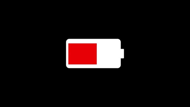 Glowing neon rad charging battery icon animation, blue and purple color charging icon animation, power battery charging 4k video on black background.