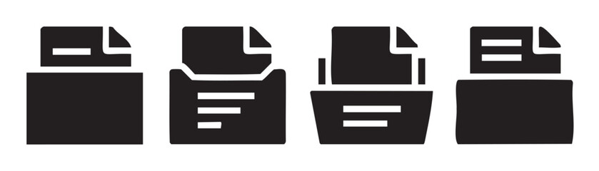 Document folder icons illustrating different aspects of file management, organization, and digital data storage for modern computing systems.
