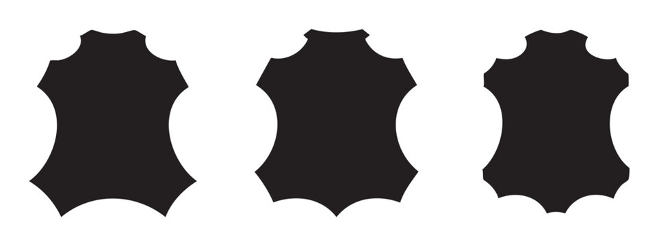 Three black leather hide symbols are arranged horizontally, signifying genuine quality and authenticity for various products and materials.