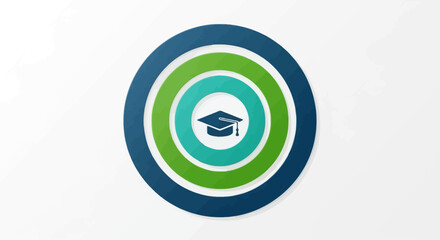 Obraz premium Graduation Cap Icon Inside Concentric Circles Infographic Element