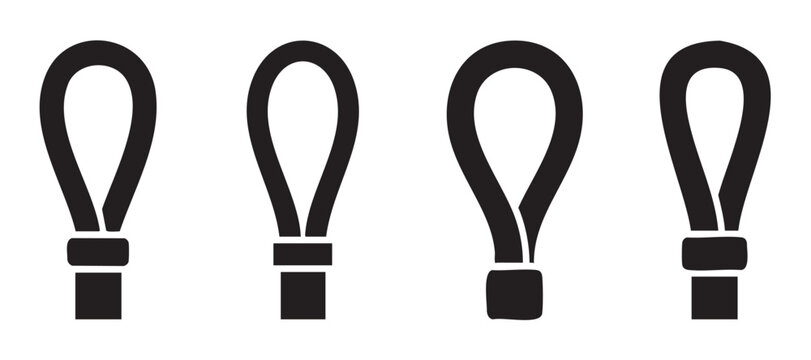 Lanyard loop icon set featuring various minimalist black strap designs, perfect for identification, security, and access control purposes.
