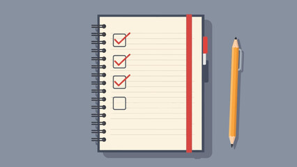 Checklist Notebook With Pen for Task Planning.