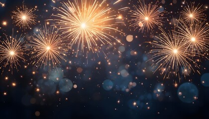 Fototapeta premium Glowing fireworks and sparkling light burst on transparent background. Realistic PNG overlay perfect for New Year, wedding, or holiday celebration designs.