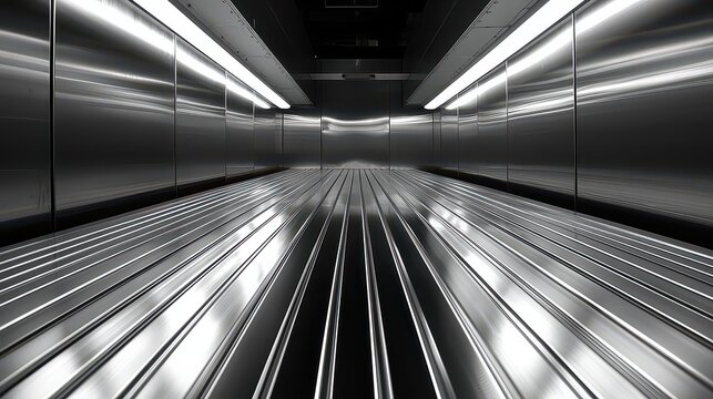 Rows of gleaming, galvanized steel, meticulously aligned on the conveyor belt of a factory, cast an industrial light that highlighted their metallic textures, hinting at the manufacturing process 