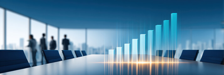 Plakat Successful business professionals viewing digital chart showing growth