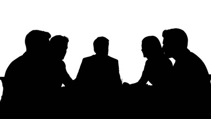 Silhouette of a diverse group of people engaged in a professional business meeting or discussion
