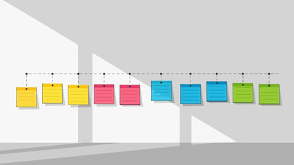Colorful Sticky Notes in Bright Office Setup.