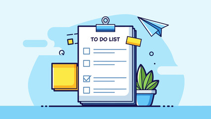 Bright To Do List Scene with Desk Essentials.