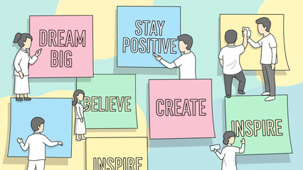 Collaborative Creative Thinking With Motivational Sticky Notes.