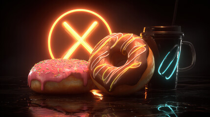 Delight in these digital detox items featuring colorful donuts and refreshing drink, perfect for sweet escape from daily routines