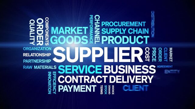 Supplier animated word cloud-text design animation tag kinetic typography seamless loop.