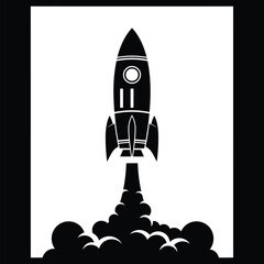 Rocket Launch Silhouette Vector Illustration