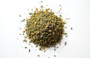 Heap of dried wormwood herb isolated on white background. Used for herbal medicine, tea, and aromatherapy. Natural remedy for health and wellness. Alternative healing ingredient.