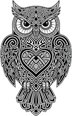 Owl Mandala Line Art Vector Illustration