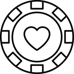 Heart Poker Chip Casino Vector Illustration