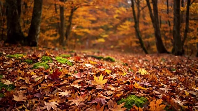 autumn leaves on the ground, autumn leaves in the forest, autumn leaves in the park