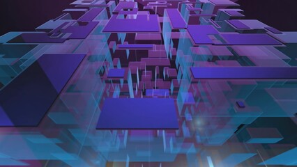 Futuristic city blocks forming abstract technology network