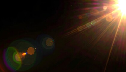 Bright sunburst with lens flare effects against a dark background