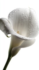 Elegant White Calla Lily With Water Drops